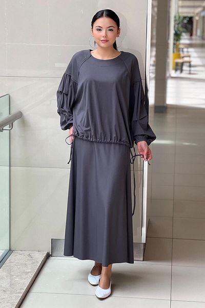 Ceremony Bamboo Gathered Short Tunic Skirt Set with Front and Back