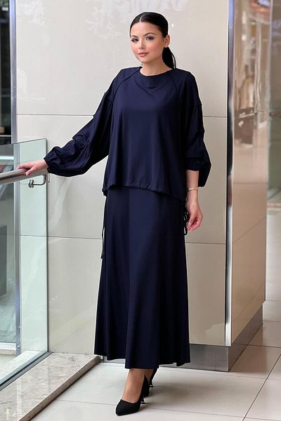 Ceremony Bamboo Gathered Short Tunic Skirt Set with Front and Back