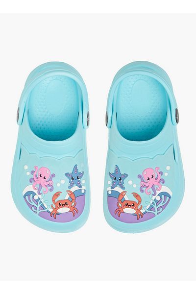 Aqua Girls Animal Applique Clogs with Backstrap