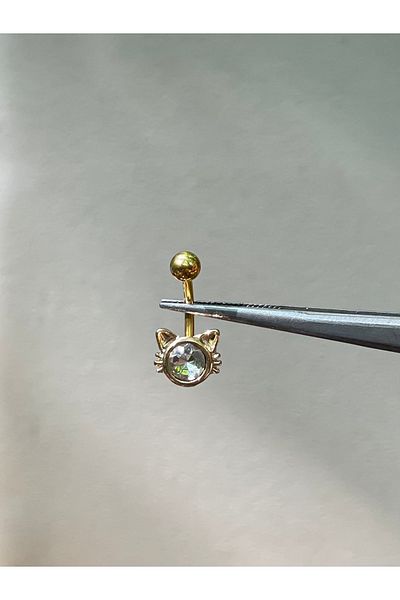 Rupen Kraft 316 L Surgical Steel Crystal Stone Cat Model Belly Button Piercing