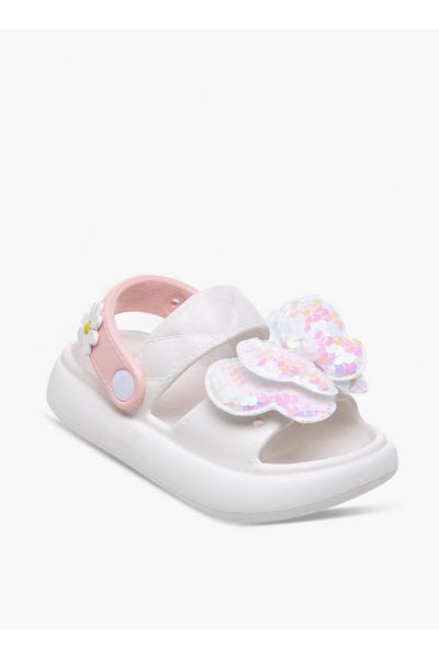 Aqua Girls Butterfly Applique Detail Slides with Backstrap