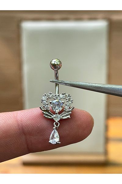 Rupen Kraft 316 l surgical steel fin heart model zircon stone belly piercing,