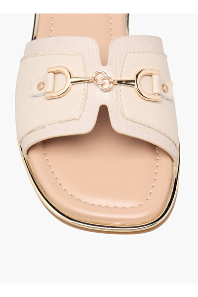 Celeste Women's Textured Slip-On Flat Sandals with Metal Accent