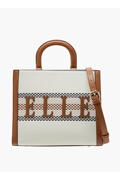 ELLE Women's Logo Detail Tote Bag with Double Handle and Zip Closure - W 11 x H 23 x D 26.5 cm