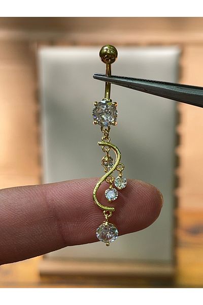Rupen Kraft 316 l surgical steel diamond model dangle zircon stone belly piercing