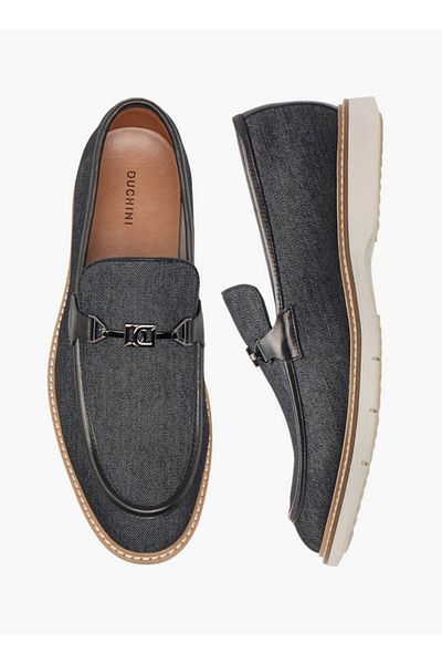 Duchini Men's Textured Slip-On Loafers