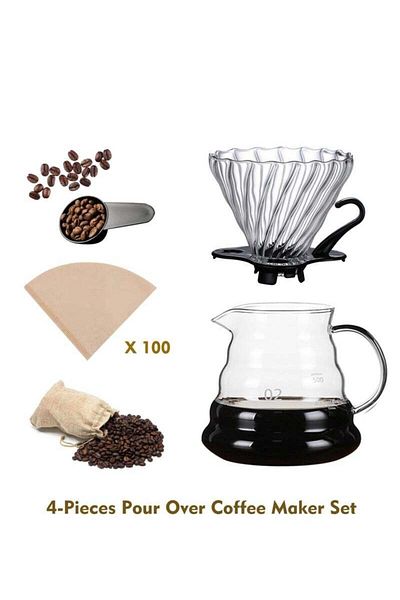 sharpdo V60 Drip Coffee Maker Set Pour Over Coffee Maker 4 Piece