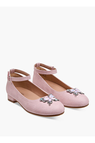 Juniors Girls Butterfly Embellished Ballerina Shoes with Hook and Loop Closure