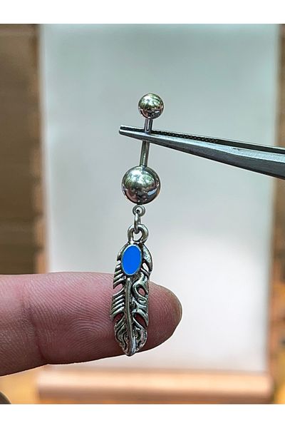 Rupen Kraft 316 L Surgical Steel Blue Stone Leaf Model Navel Piercing