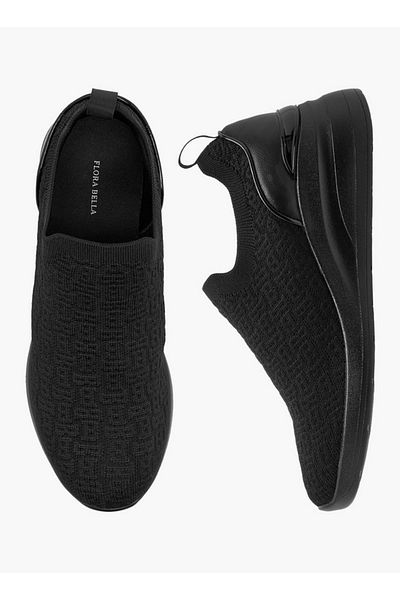Flora Bella by Shoexpress Women's Monogram Textured Slip-On Sneakers