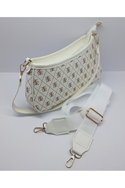 stilyy White Patterned Women's Baguette Bag