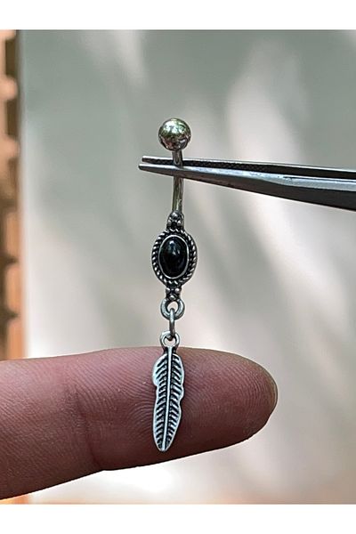 Rupen Kraft 316 L Surgical Steel Single Leaf Dangle Ethnic Model Belly Piercing