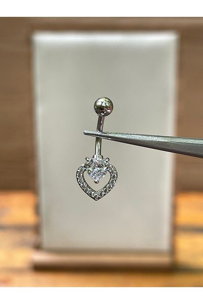 Rupen Kraft 316 L Surgical Steel Heart Cut Zircon Stone Heart Model Belly Piercing