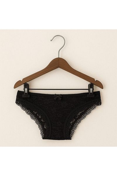 enmodaiçgiyim Black Lace Front Women's Slip Panties