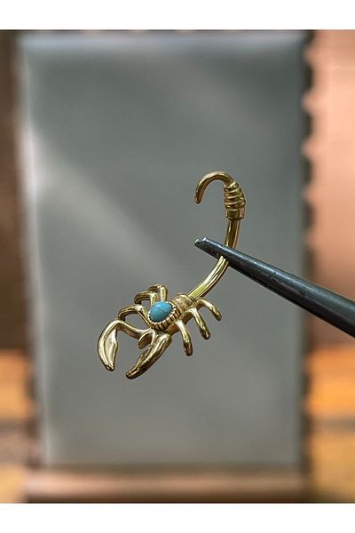 Rupen Kraft 316 L Surgical Steel Turquoise Stone Gold Acrylic Model Navel Piercing
