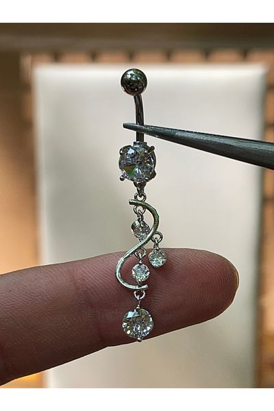 Rupen Kraft 316 L Surgical Steel Diamond Model Dangle Zircon Stone Belly Piercing