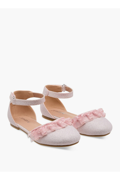 Juniors Girls Glitter Embellished Ballerina Shoes with Hook and Loop Closure