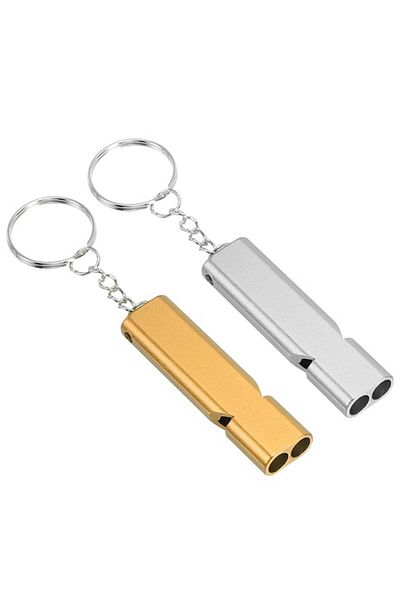 Sprise Double tube emergency whistle, corrosion resistant, gold and silver