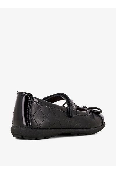 Pablosky Girls' Bow Accent Leather School Shoes with Hook and Loop Closure