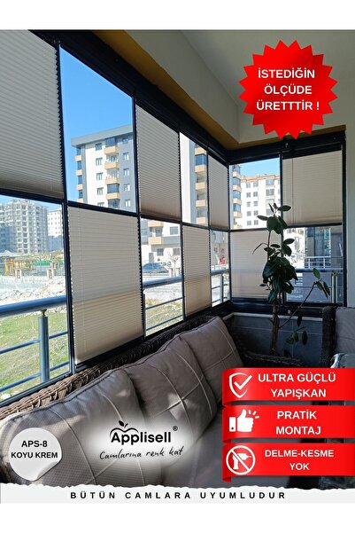 Applisell Yapışkanlı Plise Cam Balkon Perdesi – Özel Ölçü – Applisell –Delmes...