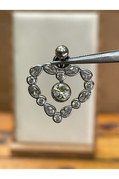 Rupen Kraft 316 L Surgical Steel Heart Model Belly Piercing with Shiny Zircon Stone