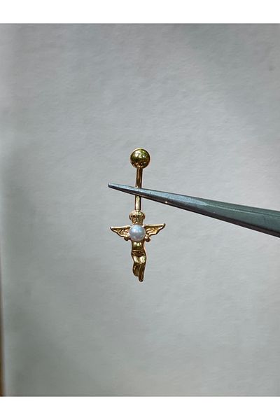 Rupen Kraft 316 L Surgical Steel Pearl Angel Model Gold Belly Piercing