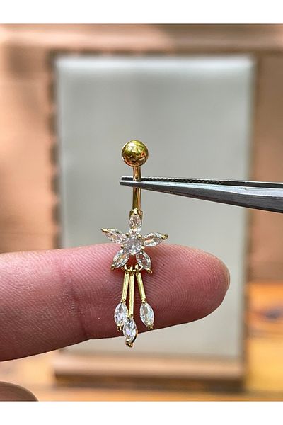 Rupen Kraft 316 L Surgical Steel Marquise Cut Diamond Model Dangle Belly Piercing