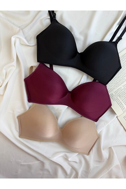 ROZENİN LINGERIE Lotus Unpadded Underwire Gatherer Economic Package Set of 3 Bras