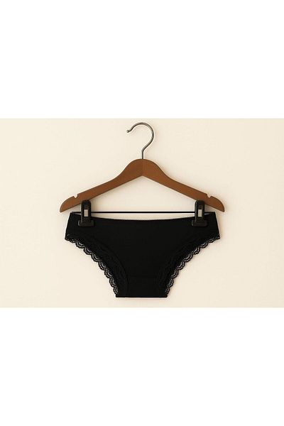 enmodaiçgiyim Black Lace Front Women's Slip Panties