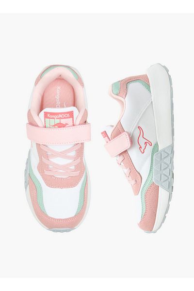 Kangaroos Girls' Colourblock Sports Shoes with Hook and Loop Closure