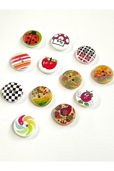 karantuhafiye Baby Button / Wooden Baby Button Model 2 / 10 Pieces / # 1