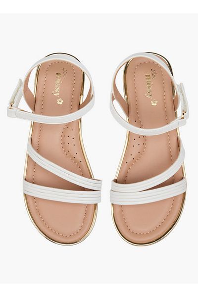 Little Missy Girls Solid Sandals with Hook and Loop Closure