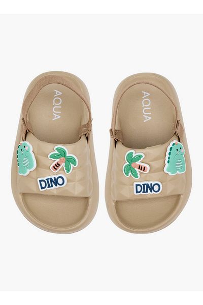 Aqua Boys Dinosaur Applique Slides with Elasticated Strap