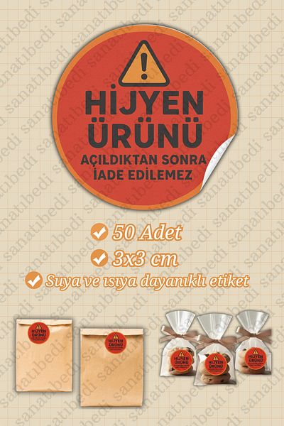 sanatıbedi 50 Pieces Hygiene Sticker - Waterproof Shipping Packaging Label