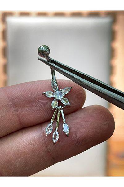 Rupen Kraft 316 l surgical steel marquise cut diamond model dangle belly piercing