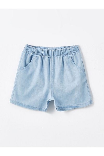LC Waikiki Basic Baby Girl Jean Shorts with Elastic Waist