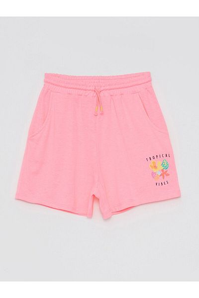 LC Waikiki Elastic Waist Printed Girl's Shorts