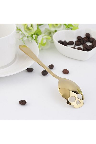 OEM Skull-shaped spoon for sugar, ice cream, candy, etc., GOLD, MyStyle�