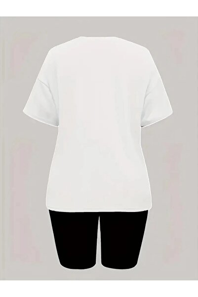 WOODROFFE Women's Window Cute Bear Printed T-Shirt, Scuba Diver Short Leggings Set (Leggings T-Shirt Set)