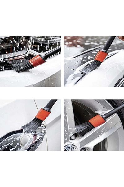 OEM Set of 5 car detailing brushes, for cleaning car interior and exterior, includes microfiber cloth,
