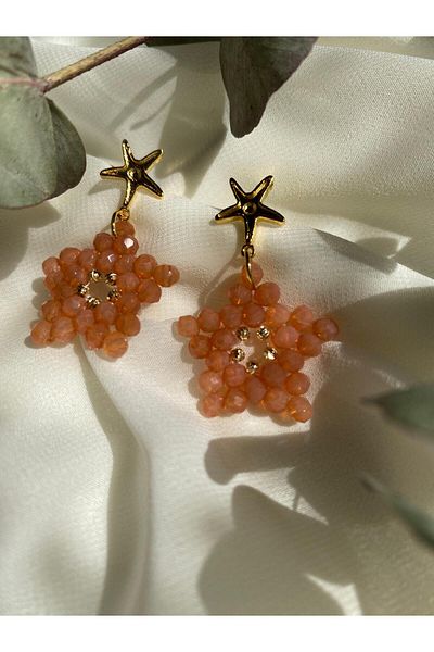 sabiha aksesuar Crystal Bead Chic Star Earrings