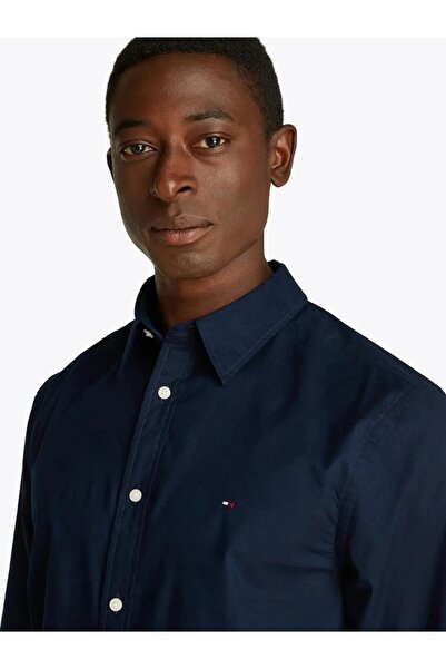 Tommy Hilfiger FLEX POPLIN KENT COLLAR SF SHIRT Erkek Mavi Gömlek - MW0MW38137