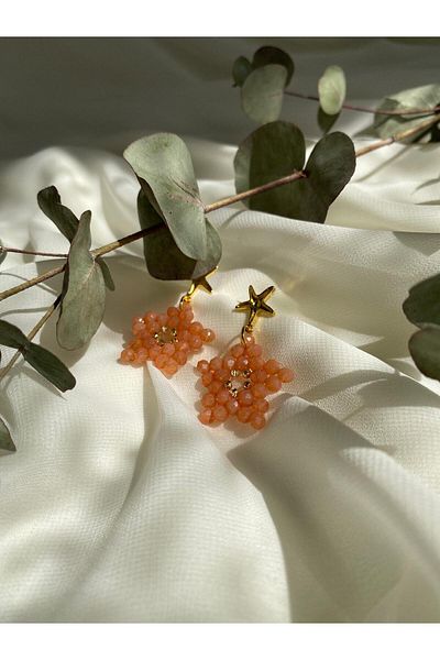 sabiha aksesuar Crystal Bead Chic Star Earrings