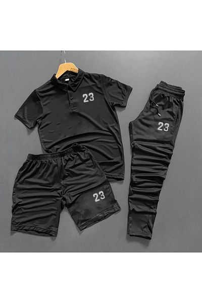 NOFLEN 23 Scuba Men's Printed Polo Neck Shorts Tracksuit Set