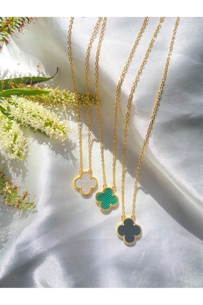 ANGELSS JEWELLERY قلادة يونكا موديل ثري بيضاء وخضراء وسوداء من فان كليف (قلاد...