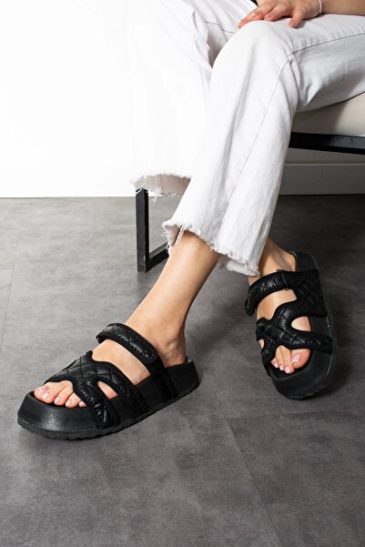 Sivarro Kapitone Farmer Siyah Kadın Terlik – Ortopedik, Şık, Kaymaz Taban