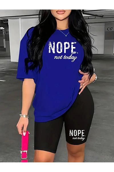 WOODROFFE Women's Nope. Not Today Printed T-Shirt, Scuba Diver Short Leggings (Leggings T-Shirt Set)