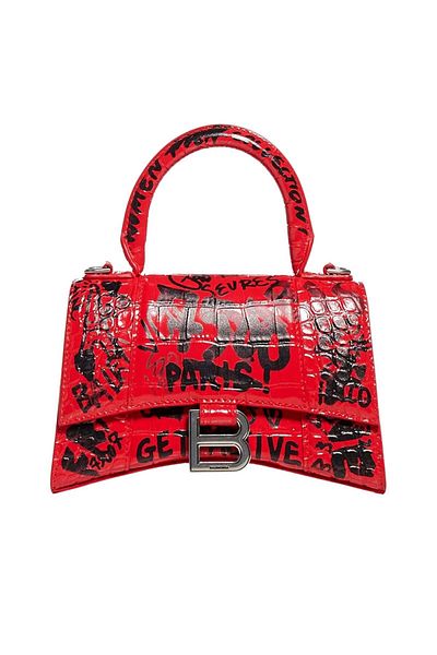 Balenciaga HOURGLASS XS TOP HANDLE BAG GRAFFITI - BALENCIAGA - ONE SIZE, RED