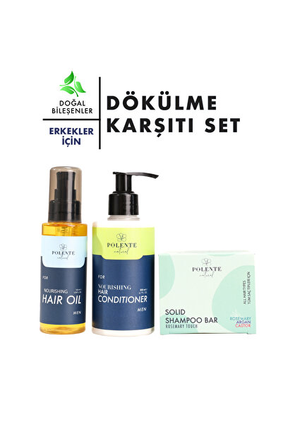 Polente Natural Men's Hair Care Set - Erkekler İçin 3’lü Saç Bakım Seti