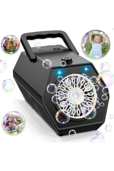 LUDIRO Portable Automatic Soap Bubble Maker, 20 Holes, 3 Power Types, Black